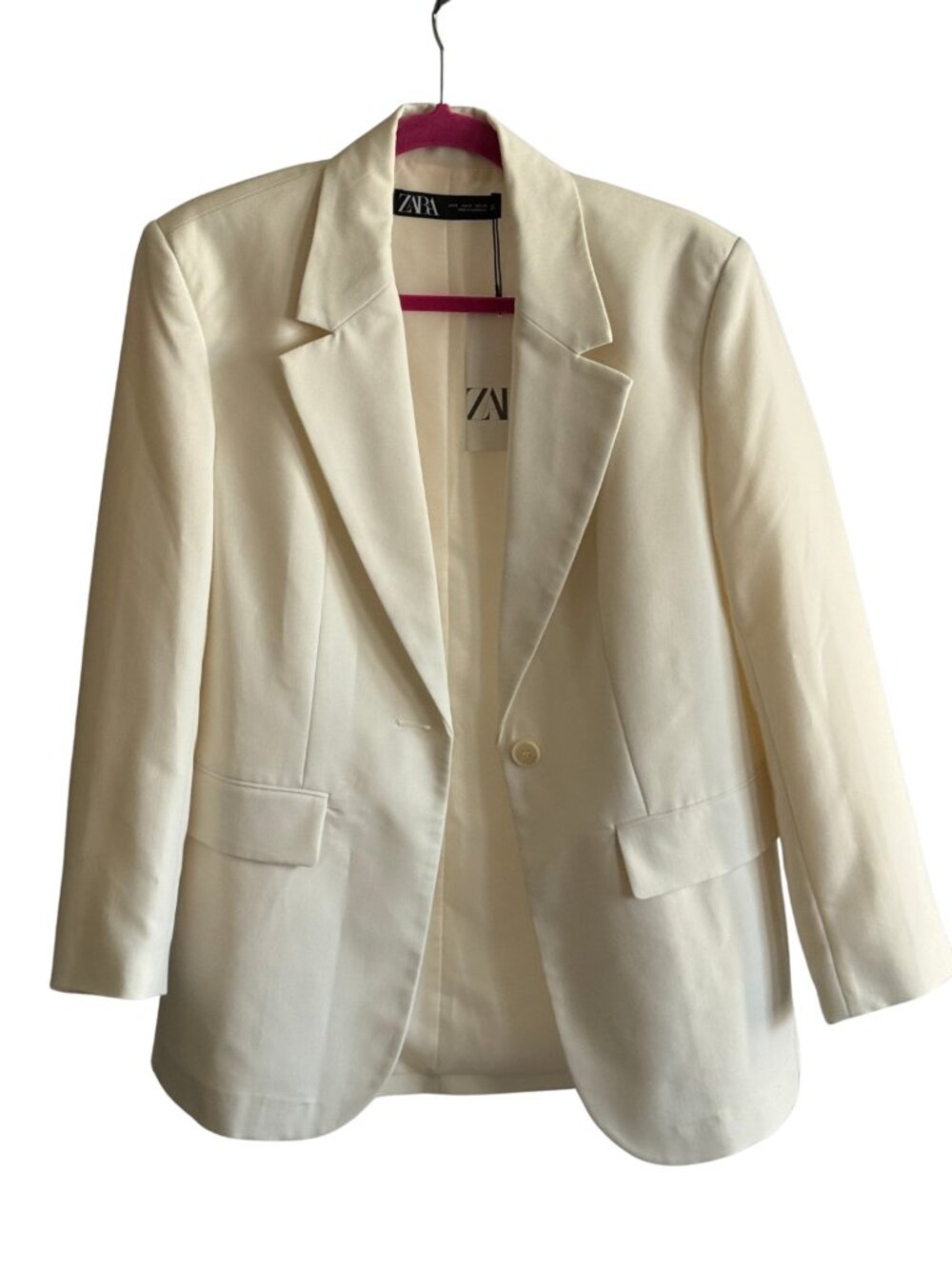 Zara Ivory Single-Button Tailored Blazer